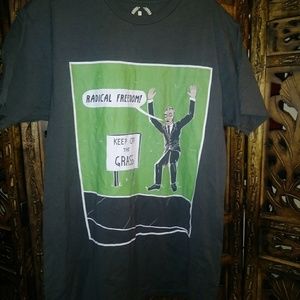 Mens Gray Funny Cartoon TEE PEOPLE T SHIRT Sz L